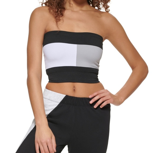Tommy Hilfiger Sport Logo Flag Seamless Compression Bandeau Top Black,Pearl,Gray - Picture 1 of 4